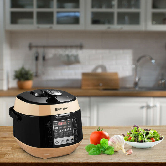 Costway 12-in-1 Multi-use Programmable Electric Pressure Cooker Non-stick Pot - Coffee