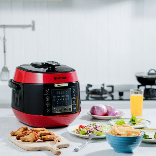 Costway 12-in-1 Multi-use Programmable Electric Pressure Cooker Non-stick Pot - Red