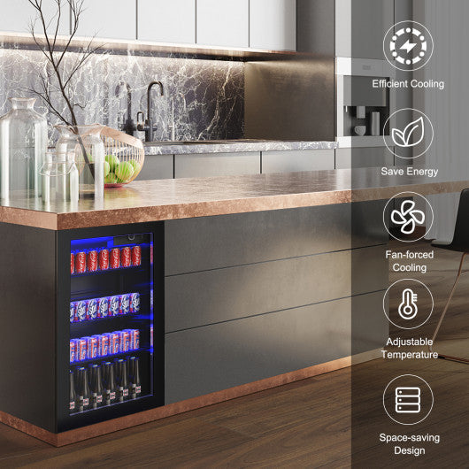 Costway 120 Can Beverage Mini Refrigerator with Glass Door