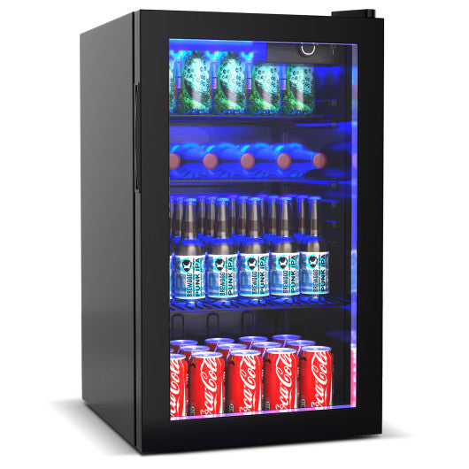 Costway 120 Can Beverage Mini Refrigerator with Glass Door