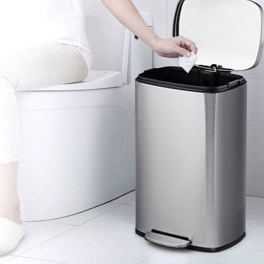 Costway 13.2 Gallon Stainless Steel Trash Garbage Can with Bucket