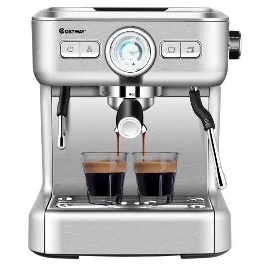 Costway 15 Bar Semi-Auto Espresso Coffee Maker Machine with Milk Frother Steam Wand