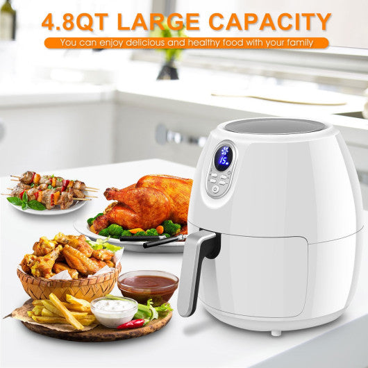 Costway 1500 W 4.8 Quart Electric Digital LCD Screen Timer Air Fryer-White