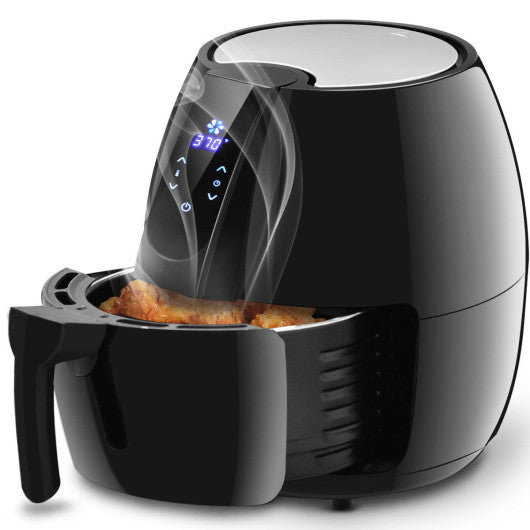 Costway 1500 W 4.8 Quart Electric LCD Touch Screen Timer Air Fryer-Black
