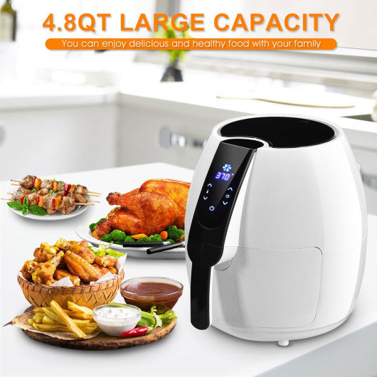 Costway 1500 W 4.8 Quart Electric LCD Touch Screen Timer Air Fryer-White