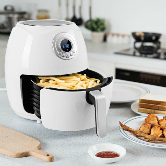 Costway 1500W White Hot Air Fryer Oilless with LCD Screen Timer & Temperature Control