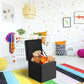 Costway 16" Black Storage Box Ottoman Square Seat Foot Stool