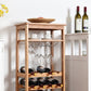 Costway 16 Bottles Bamboo Storage Wine Rack with Glass Hanger