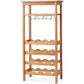 Costway 16 Bottles Bamboo Storage Wine Rack with Glass Hanger