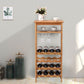 Costway 16 Bottles Bamboo Storage Wine Rack with Glass Hanger