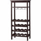 Costway 16 Bottles Brown Bamboo Storage Wine Rack with Glass Hanger