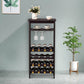 Costway 16 Bottles Brown Bamboo Storage Wine Rack with Glass Hanger