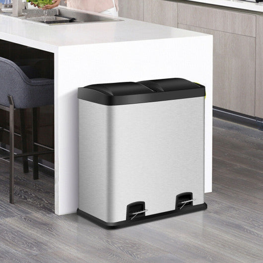 Costway 16 Gallon Dual Step Stainless Steel Double Bucket Trash Can