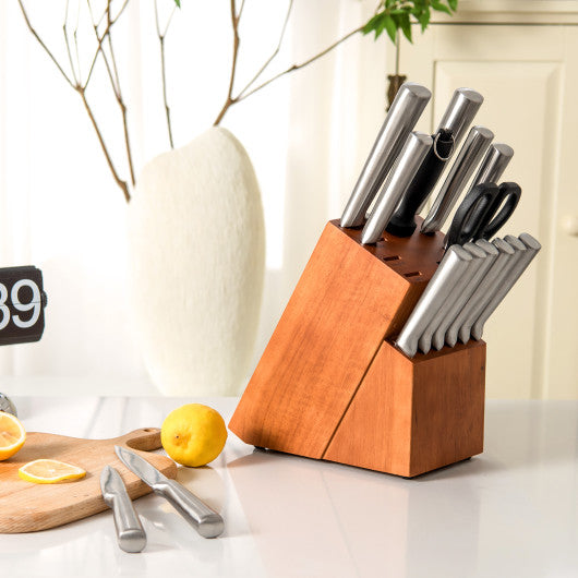 Costway 16-Piece Stainless Steel Kitchen Knife Set with Sharpener