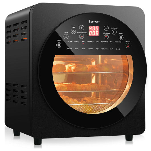 Costway 16-in-1 Black Air Fryer 15.5 QT Toaster Rotisserie Dehydrator Oven