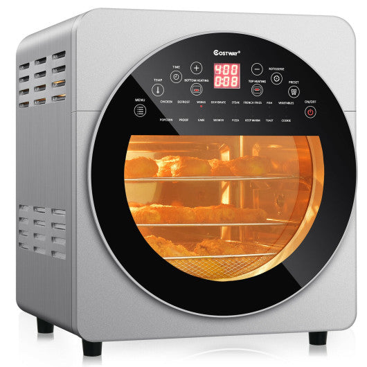Costway 16-in-1 Silver Air Fryer 15.5 QT Toaster Rotisserie Dehydrator Oven