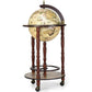 Costway 17" Italian Style Design Wooden Globe Liquor Bottle Wine Rack with Wheels