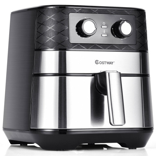 Costway 1700W 5.3 QT Black Electric Hot Air Fryer with Stainless steel and Non-Stick Fry Basket