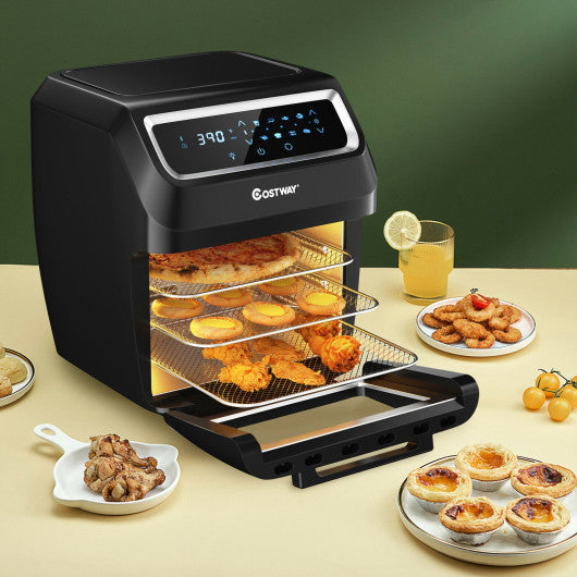 Costway 1700W Black Electric Air Fryer Oven 8-In-1 Barbecue Dryer with Accessories