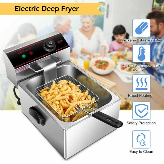 Costway 1700W Single Electric Deep Fryer with Basket Scoop Unit