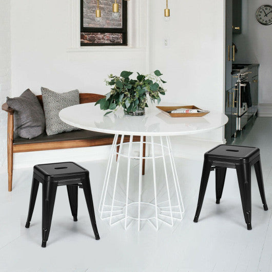 Costway 18" Black Height Backless Set of 4 Industrial Metal Stools