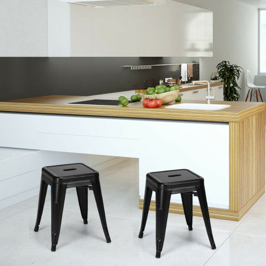 Costway 18" Black Height Backless Set of 4 Industrial Metal Stools