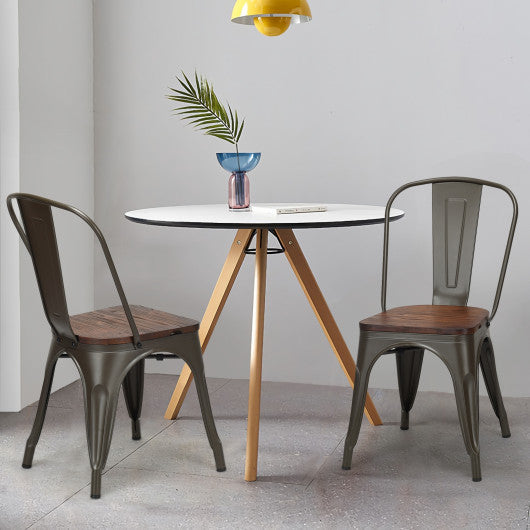 Costway 18" Dark Green Height Set of 4 Stackable Style Metal Wood Dining Chair