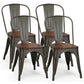Costway 18" Dark Green Height Set of 4 Stackable Style Metal Wood Dining Chair