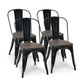 Costway 18" Height Set of 4 Black Stackable Style Metal Wood Dining Chair