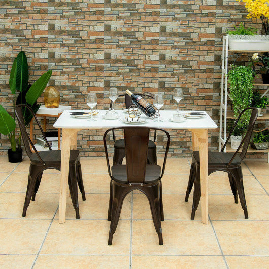 Costway 18" Height Set of 4 Coffee Stackable Style Metal Wood Dining Chair