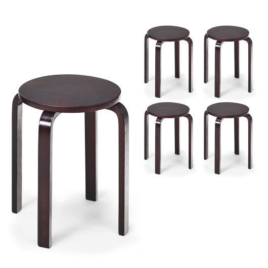 Costway 18" Set of 4 Deep Brown Stackable Bentwood Dining Chairs with Round Top