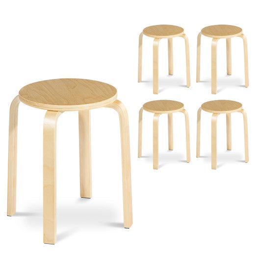 Costway 18" Set of 4 Wood Home Backless Dining Chairs