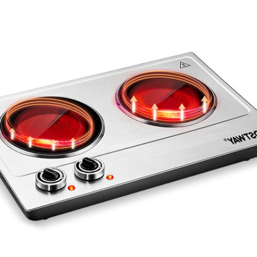 Costway 1800W Stainless Steel Infrared Cooktop with Non-slipping Feet and Adjustable Temperature