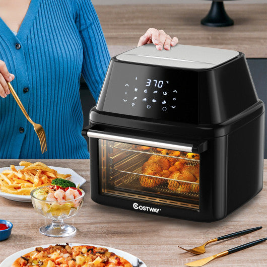 Costway 19 QT Black Multi-Functional Air Fryer Oven 1800W Dehydrator Rotisserie
