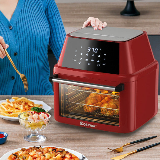 Costway 19 QT Red Multi-functional Air Fryer Oven 1800W Dehydrator Rotisserie