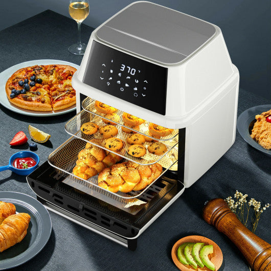 Costway 19 QT White Multi-functional Air Fryer Oven 1800W Dehydrator Rotisserie