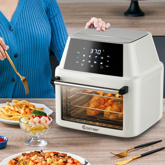 Costway 19 QT White Multi-functional Air Fryer Oven 1800W Dehydrator Rotisserie