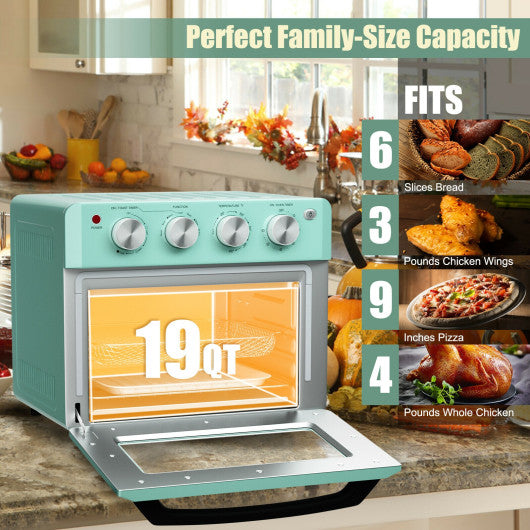Costway 19 Qt Green Dehydrate Convection Air Fryer Toaster Oven with 5 Accessories