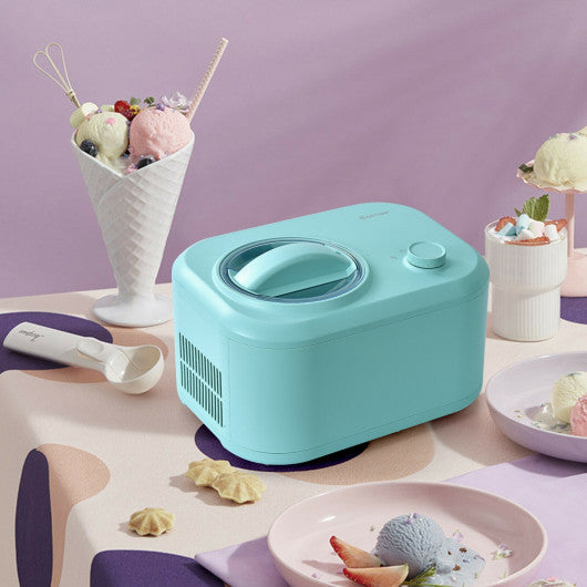 Costway 1.1 QT Green Ice Cream Maker Automatic Frozen Dessert Machine with Spoon