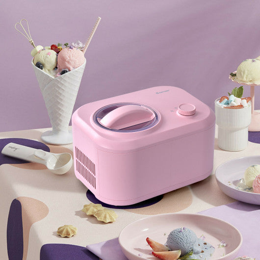Costway 1.1 QT Pink Ice Cream Maker Automatic Frozen Dessert Machine with Spoon
