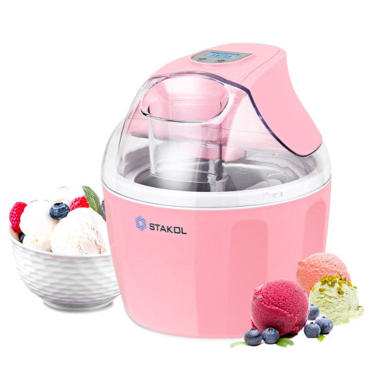 Costway 1.5 Quart Pink Automatic Ice Cream Maker Freezer Dessert Machine