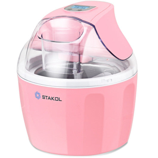 Costway 1.5 Quart Pink Automatic Ice Cream Maker Freezer Dessert Machine