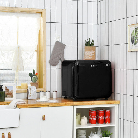 Costway 1.6 Cubic Feet Black Compact Refrigerator with Reversible Door