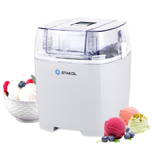 Costway 1.6 Quart White Automatic Ice Cream Maker Freezer Dessert Machine