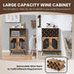 Costway 2-Door Rustic Brown Farmhouse Kitchen Storage Bar Cabinet with Wine Rack and Glass Holder
