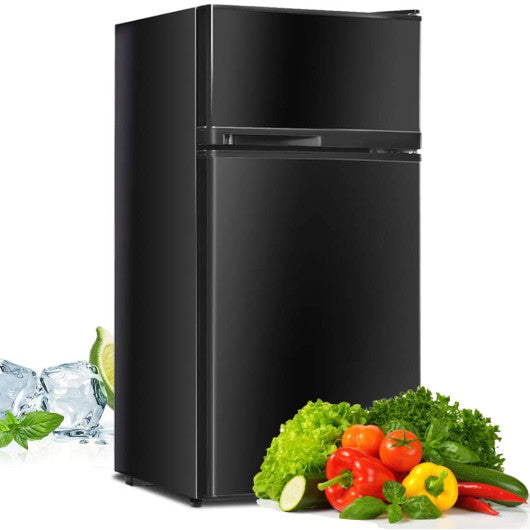 Costway 2 Doors Black Cold-rolled Sheet Compact Refrigerator