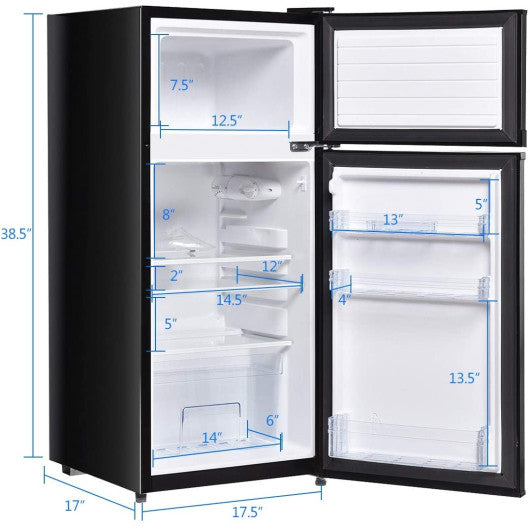 Costway 2 Doors Black Cold-rolled Sheet Compact Refrigerator