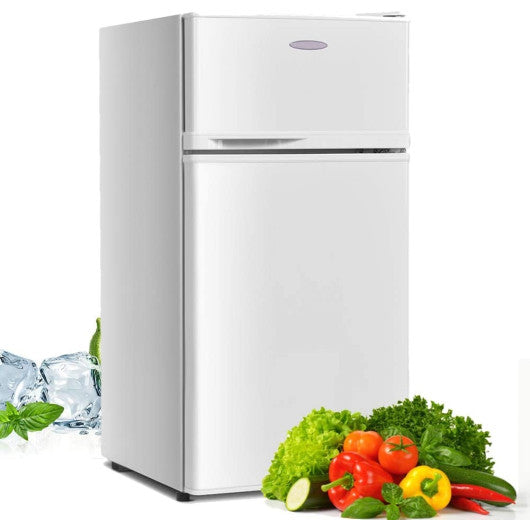 Costway 2 Doors White Cold-rolled Sheet Compact Refrigerator