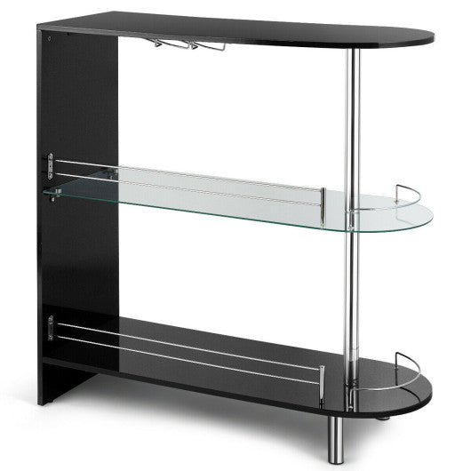 Costway 2-Holder Bar Table with Tempered Glass Shelf