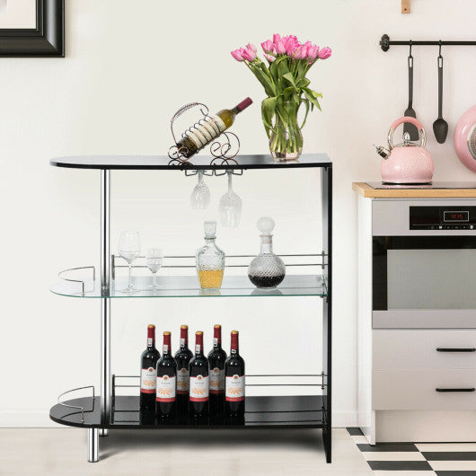 Costway 2-Holder Bar Table with Tempered Glass Shelf